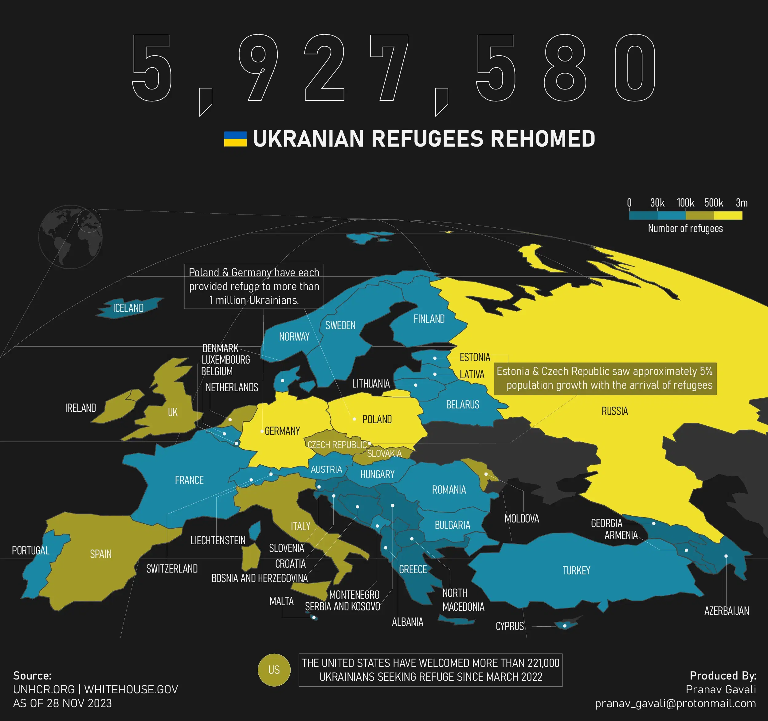 Mapped: Ukrainian Refugee Destinations by the Numbers